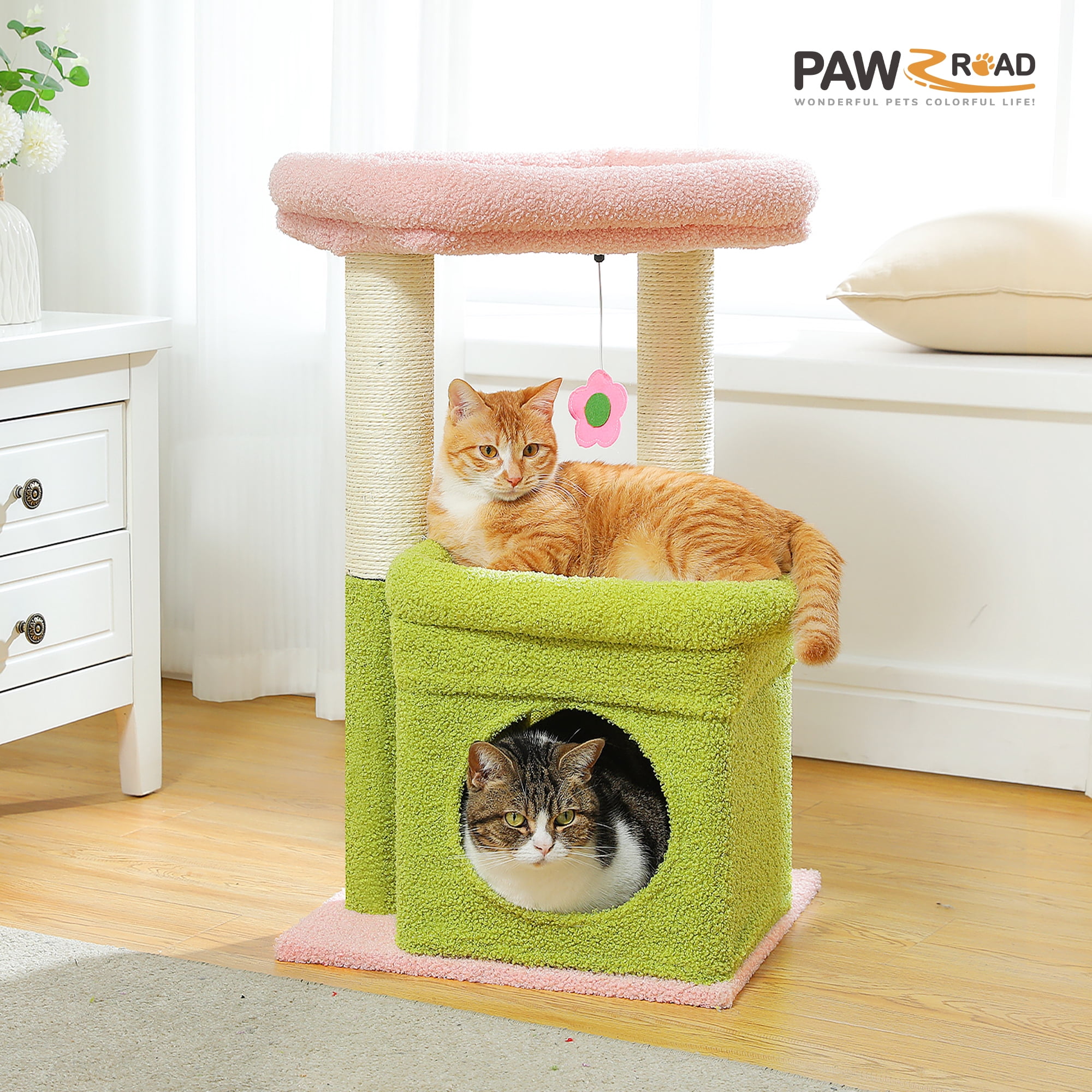 Perch Posts PAWZ Road Kitty Pink Cat Tree Condo 27