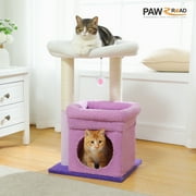 PAWZ Road Cat Tree Condo 27" Cat Tower with Large Top Perch and Scratching Posts for Kittens and Medium Cats, Purple