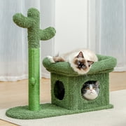 PAWZ Road Cat Tree Tower 27.6" with Cactus Cat Scratching Post for Kittens and Small Cats, Green
