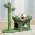 thumbnail image 1 of PAWZ Road 27.6" Cactus Cat Tree Tower with Sisal Scratch Post and 2-Doors Condo for Small cat Green, 1 of 10