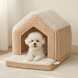 PAWZ Road Dog Cave Bed, Soft Pet Cave with Removable Cushion, Cozy Pet House for Small Dogs & Cats, Brown