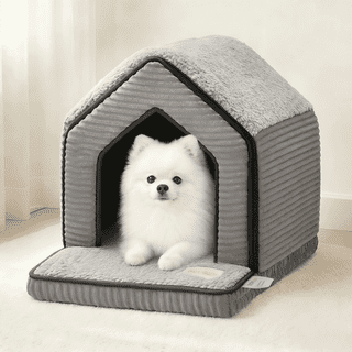 PAWZ Road Dog Cave Bed, Soft Pet Cave with Removable Cushion, Cozy Pet House for Small Dogs & Cats, Gray