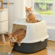 PAWZ Road 2-Doors Enclosed Cat Litter Box Large with Easy-Lift lid for Indoor Cats Easy to Clean, Gray