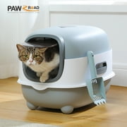 PAWZ Road Enclosed Cat Litter Box with Removable Door 3-in-1 Cat Toilet for Indoor Cats, Gray