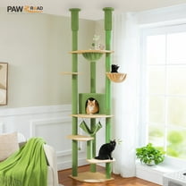 PAWZ Road Floor to Ceiling Cat Tree 92"-102" Adjustable Cat Tree Multi-Level Cat Tower for Indoor Cats, Green