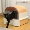 thumbnail image 1 of PAWZ Road Large Cat Litter Box with Scoop Litter Box with Lid Double-layer Leak-proof Litter Box for Cat, Brown, 1 of 18