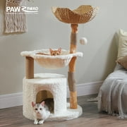 PAWZ Road Modern Cat Tree Natural Branch Cat Tower Luxury Furniture with Scratching Posts, White