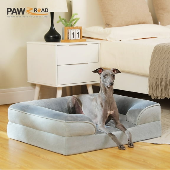PAWZ Road Orthopedic Dog Bed Removable Washable Cover Non-Slip Bottom Dog Sofa Bed, S-XL, Gray