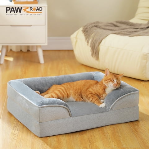 PAWZ Road Orthopedic Dog Bed Removable Washable Cover Non-Slip Bottom Dog Sofa Bed, S-XL, Gray
