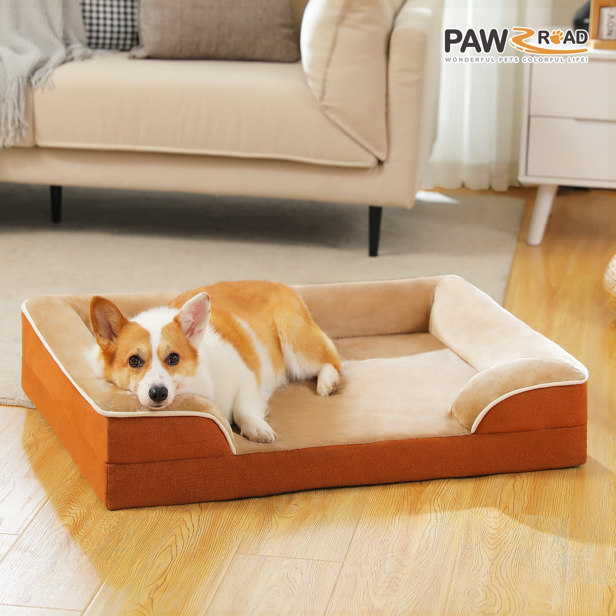 Pawz Road Orthopedic Dog Bed, Washable Cover, Non-Slip Bottom, S