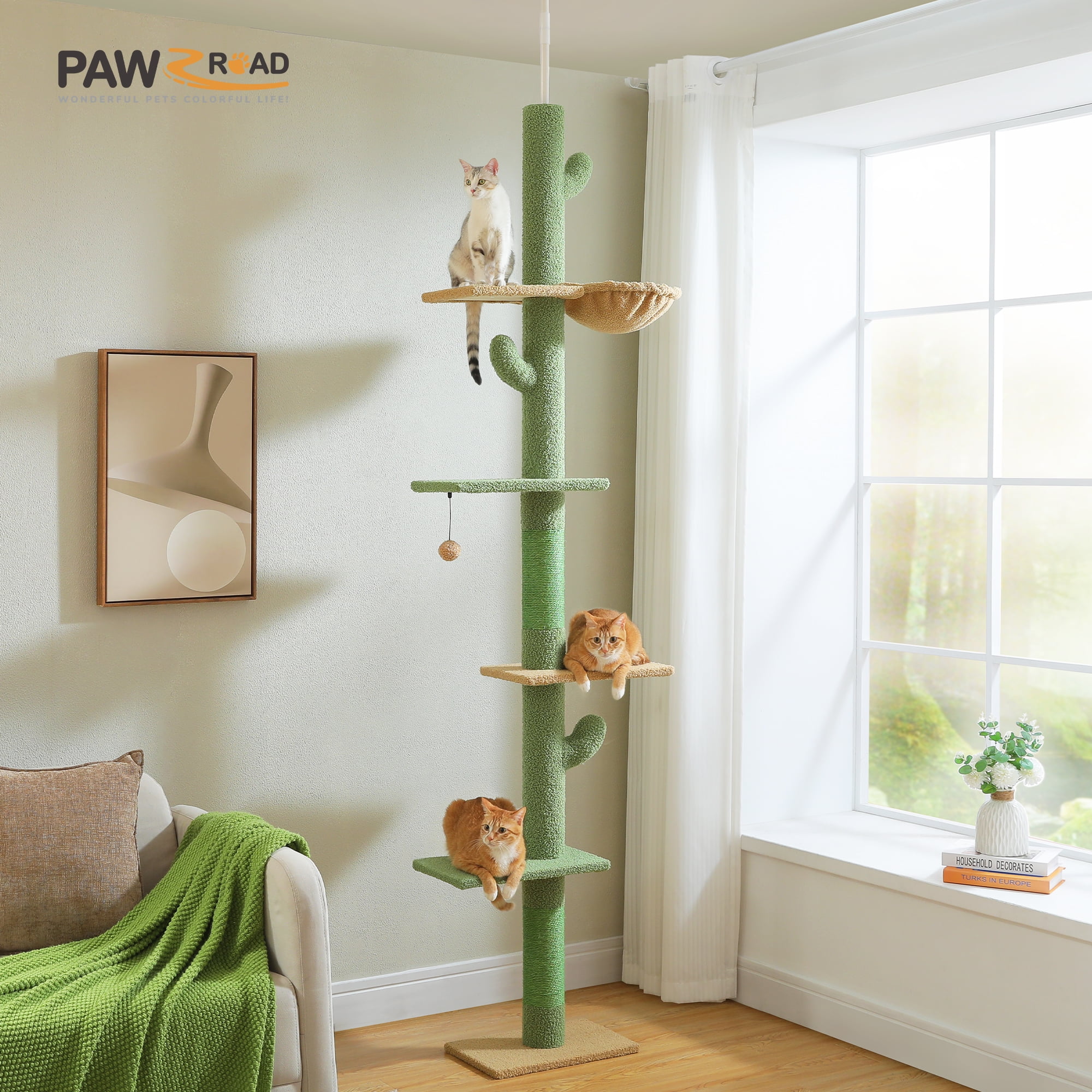 PAWZ Road Arbre à Chat Moderne en Bois avec Armoire de Rangement, bac à litière et Niche PAWZ Road Arbre à Chat Moderne en Bois avec Armoire de Rangement, bac à litière et Niche