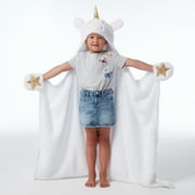 PAWZ by Bearpaw Kids' White Unicorn Polyester Plush Hooded Throw, 50" x 40"