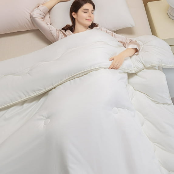 PAYDA Lightweight Down Alternative Bedding Comforter with Corner Tabs-All Season White 102"x90"