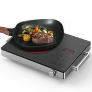 1800W Portable Ceramic Infrared Hot Plate,Stainless Steel Induction Cooker With Double Ring Heating Dual Control 10 Power 3H Timer Electric Cooktop For Cooking