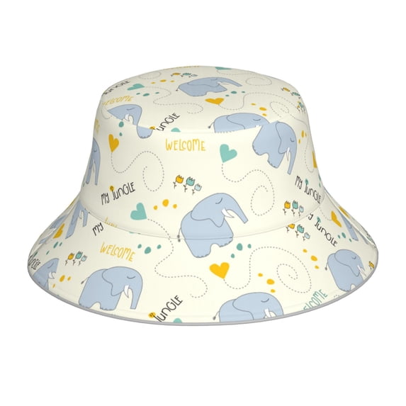PAYOHTO Baby Elephant Pattern Bucket Hats for Women Men, Beach Summer Outdoor Fisherman Hat for Boy Girl