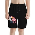 thumbnail image 1 of PAYOHTO Boy Swim Trunks Large Size 14-16 Teens Boy Beach Board Shorts American Eagle Against USA Flag Quick Dry Bathing Suit Swimwear, 1 of 9