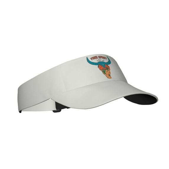 PAYOHTO Cow Skull Western Theme Sun Visor Ponytail Tennis Hat for Teen Women Breathable Polyester Sun Golf Cap for Men Outdoor Sports Visors Hats for Summer