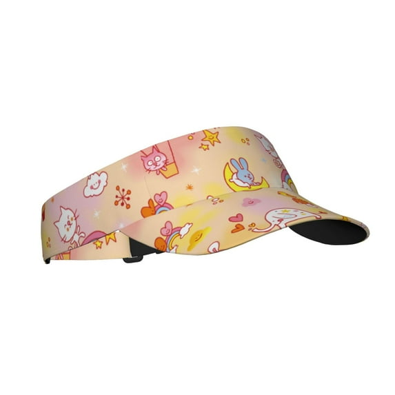 PAYOHTO Cute Baby Animals Kids Pattern Sun Visor Ponytail Tennis Hat for Teen Women Breathable Polyester Sun Golf Cap for Men Outdoor Sports Visors Hats for Summer