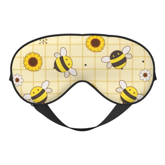 PAYOHTO Cute Bee Sunflower Yellow Soft Sleep Mask Comfort Pure Silk Eye Cover for Travel Office Camping