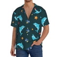 thumbnail image 1 of PAYOHTO Cute Dolphin and Clown Fish Sea Mens Hawaiian Casual Short-sleeved Shirt Tropical Summer Beach Button Down Shirts, 1 of 7