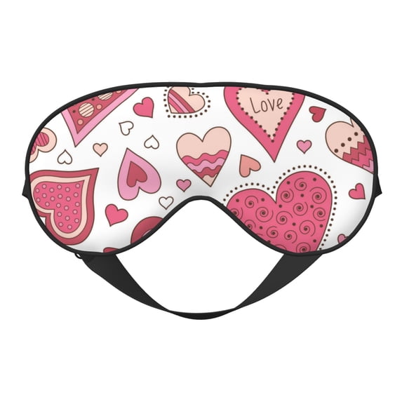PAYOHTO Cute Heart Pattern Soft Sleep Mask Comfort Pure Silk Eye Cover for Travel Office Camping