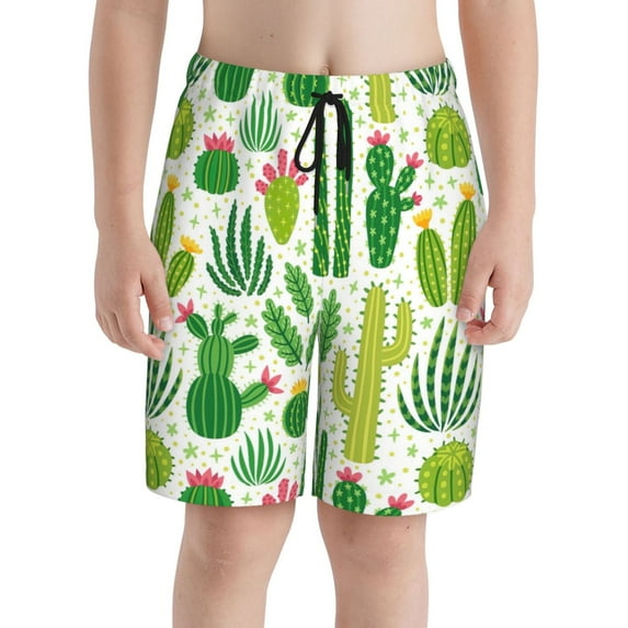 PAYOHTO Different Cactus Boys Swim Trunks Quick Dry Beach Boardshorts for Teen Boys Bathing Suit Swimwear for Boys