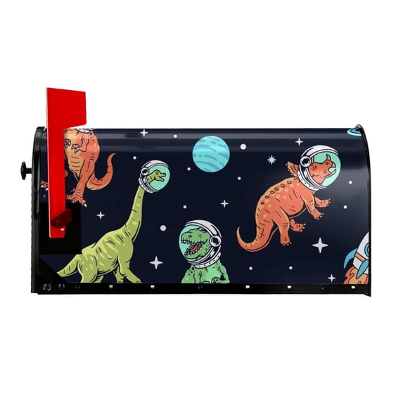 PAYOHTO Dinosaurs in Space Mailbox Covers Magnetic Large Oversized 25.5 X 21 Mailbox Wrap Post Letter Box Covers Decor for Outdoor Home Garden