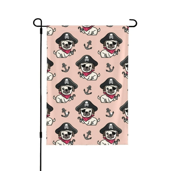 PAYOHTO Double Sided Garden Flag for Yard French Bulldog Pirate Dog Outdoors Festival Colorful Decoration