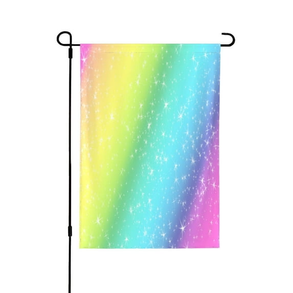 PAYOHTO Double Sided Garden Flag for Yard Rainbow Glitter Outdoors Festival Colorful Decoration