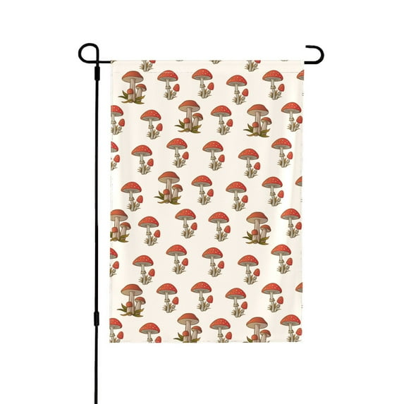 PAYOHTO Double Sided Garden Flag for Yard Red Mushroom Beige Outdoors Festival Colorful Decoration
