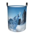 thumbnail image 1 of PAYOHTO Foldable Laundry Room Hamper Bucket Waterproof Bathroom Basket for College Student Living Room Storage Pillows Blankets Wolf Howling Ssnowy Mountain, 1 of 8