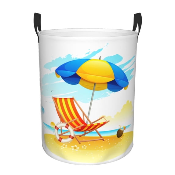PAYOHTO Foldable Laundry Room Hamper Bucket Waterproof Bathroom Basket for College Student Living Room Storage Pillows Blankets Summer Beach Umbrellas
