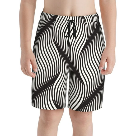 PAYOHTO Geometric Wave Texture Boys Swim Trunks Quick Dry Beach Boardshorts for Teen Boys Bathing Suit Swimwear for Boys