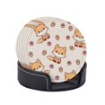 thumbnail image 1 of PAYOHTO Girls Kawaii Fox Premium PU Leather Coasters Set - 6 Stylish Round Drink Coasters with Storage Box for Home and Office Use, 1 of 6