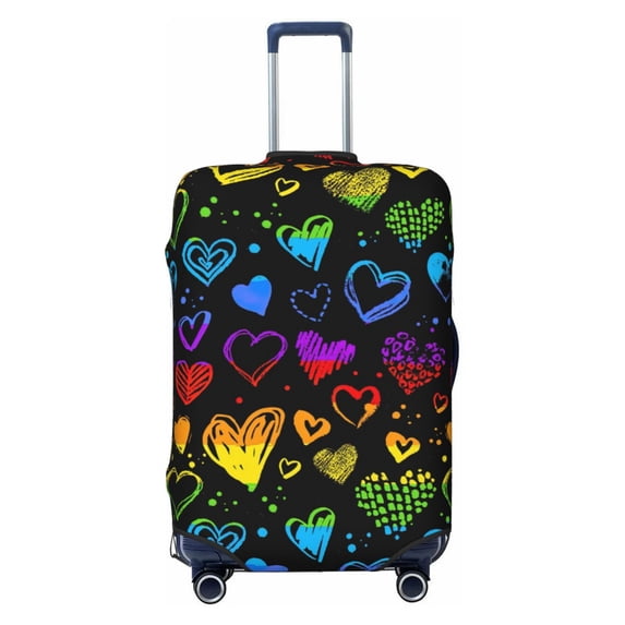 PAYOHTO Highly Elastic Spandex Suitcase Cover Luggage Cover Large Fits 25 to 28 Inch Colorful Love Heard
