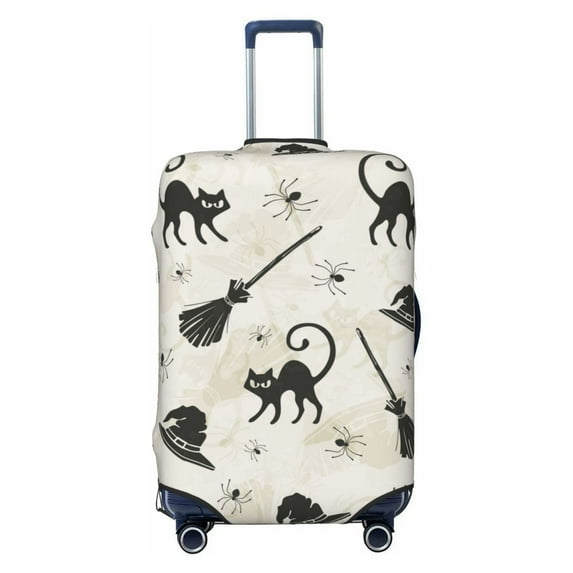 PAYOHTO Highly Elastic Spandex Suitcase Cover Luggage Cover Large Fits 25 to 28 Inch Halloween Pattern Cats Brooms Witch Hats