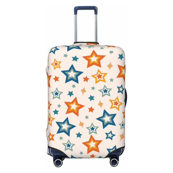 PAYOHTO Highly Elastic Spandex Suitcase Cover Luggage Cover Medium Fits 22 to 24 Inch Colourful Star Shape on Neutral Beige
