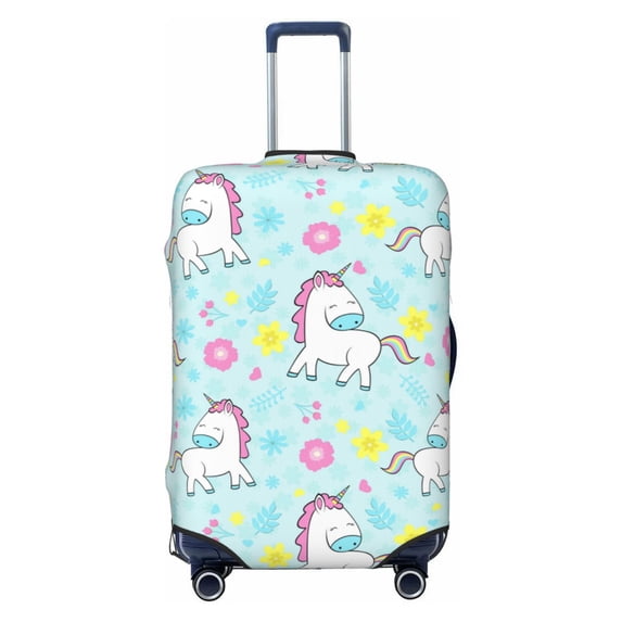 PAYOHTO Highly Elastic Spandex Suitcase Cover Luggage Cover Medium Fits 22 to 24 Inch Little Unicorns & Cute Flowers