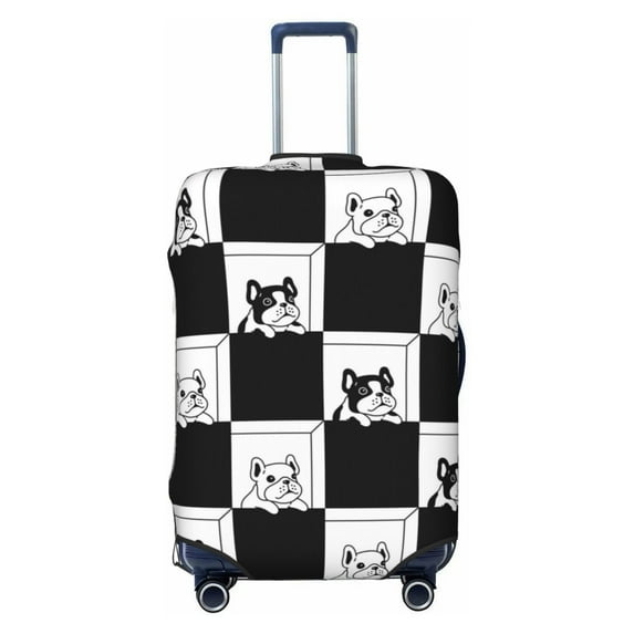 PAYOHTO Highly Elastic Spandex Suitcase Cover Luggage Cover Small Fits 18 to 21 Inch Black & White French Bulldog
