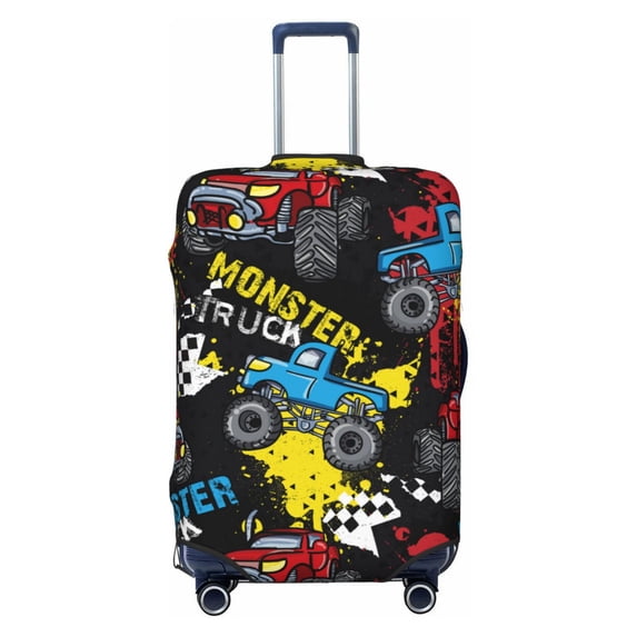 PAYOHTO Highly Elastic Spandex Suitcase Cover Luggage Cover Small Fits 18 to 21 Inch Boy Truck Blue Car