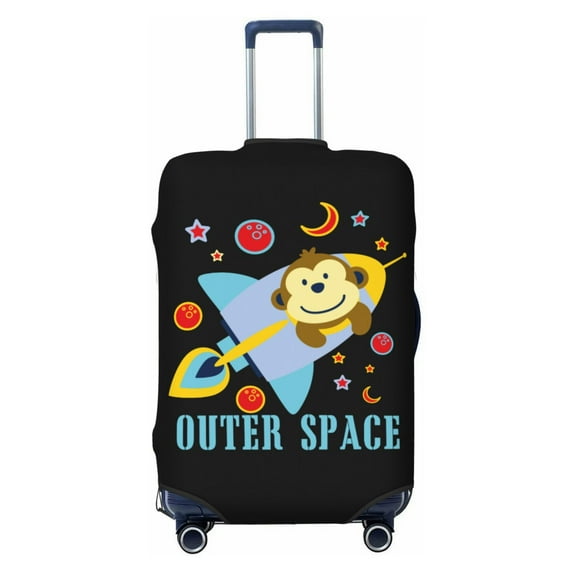 PAYOHTO Highly Elastic Spandex Suitcase Cover Luggage Cover Small Fits 18 to 21 Inch Cartoon Monkey Outter Space