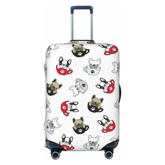 PAYOHTO Highly Elastic Spandex Suitcase Cover Luggage Cover Small Fits 18 to 21 Inch Cute French Bulldog Pug Cup Paw
