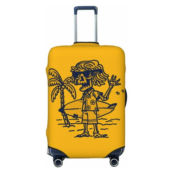 PAYOHTO Highly Elastic Spandex Suitcase Cover Luggage Cover Small Fits 18 to 21 Inch Funny Skeleton Surf