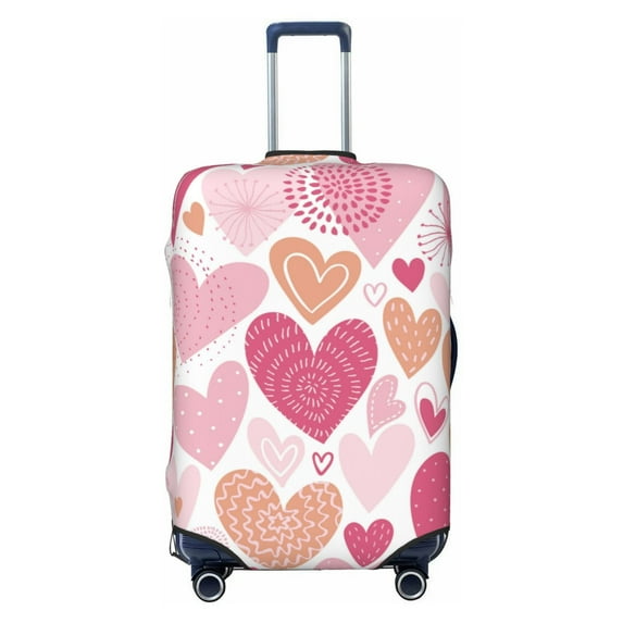 PAYOHTO Highly Elastic Spandex Suitcase Cover Luggage Cover Small Fits 18 to 21 Inch Hearts Love Pink