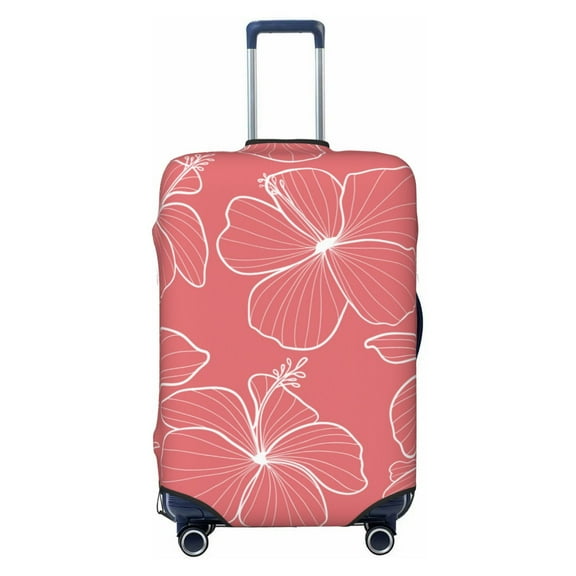 PAYOHTO Highly Elastic Spandex Suitcase Cover Luggage Cover Small Fits 18 to 21 Inch Pink Hibiscus Line Art