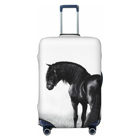 PAYOHTO Highly Elastic Spandex Suitcase Cover Luggage Cover X-Large Fits 29 to 32 Inch Black Horse White Photo
