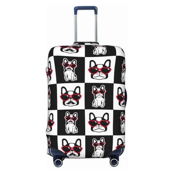 PAYOHTO Highly Elastic Spandex Suitcase Cover Luggage Cover X-Large Fits 29 to 32 Inch Cute French Bulldog with Heart Sunglasses