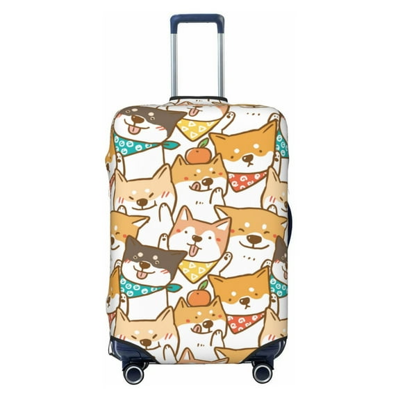 PAYOHTO Highly Elastic Spandex Suitcase Cover Luggage Cover X-Large Fits 29 to 32 Inch Seamless Pattern with Cute Shiba Inu Dog