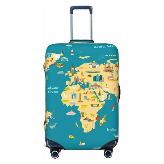 PAYOHTO Highly Elastic Spandex Suitcase Cover Luggage Cover X-Large Fits 29 to 32 Inch World Map with Landmarks