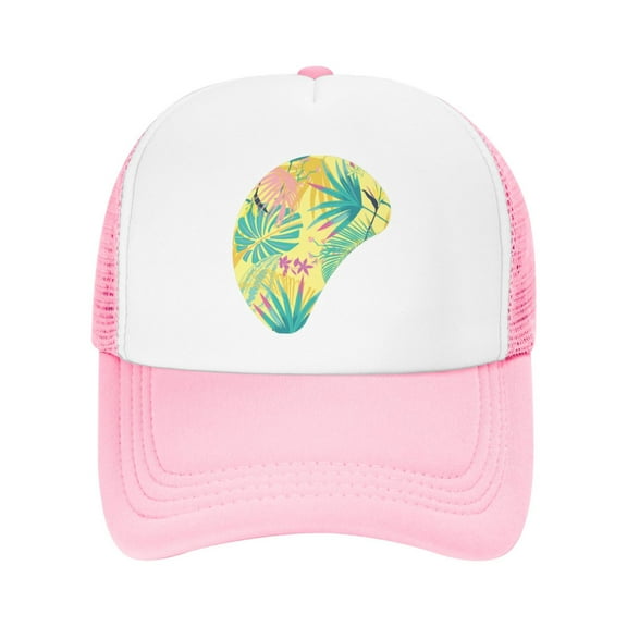PAYOHTO Kids Beautiful Artistic Summer Pastale Baseball Hat Back Adjustable Mesh Breathable Hats Pink Trucker Cap Outdoor Fishing Sun Caps for Boys or Girls ages 4-10